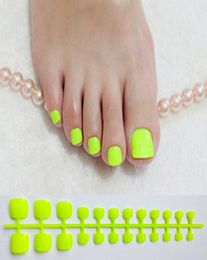 Bright Green Acrylic Fake Toe Nails Square Press On Nails For Girls Articficial Candy Macaron Color False Toenails For Girls9105218