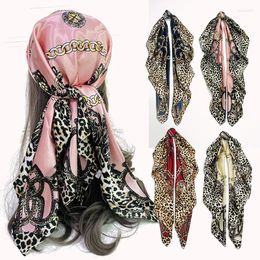 Blankets Fashion Square Silk Scarf Women Headband 90 90cm Print Neck Scarfs Office Hair Band Hand Kerchief Female Bandana Headwearc Blanket