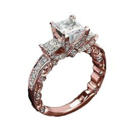 Victoria Wieck Vintage Jewelry 925 Sterling SilverRose Gold Fill Three Stone Princess Cut White Topaz CZ Diamond Party Women Wedd7561477