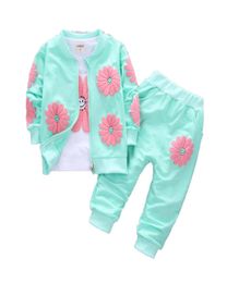 3pcs Kids Baby Clothing Conjunto para meninas Autumn Cotton Fashion Girls Set Setit