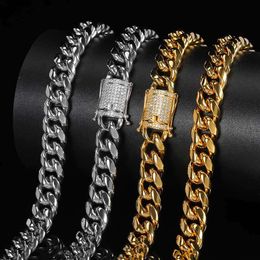 Wholesale 24k Gold Plated Chunky Cuban Chain Necklace Copper Cuban Link Chain Hip Hop Cuban Chain Stainless Steel Jewelry