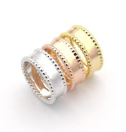Europe America Fashion Lady Brass Two Edges Beads Signature 18K Plated Gold Wedding Engagement Rings 3 Colour Size 683050239