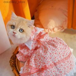 Dog Apparel Cat Clothes Thin Section Do Clothin British Shorthair Cat Radoll Cat Anti-hair Loss Summer Pet Floral Skirt Outin Skirt 2021 L49