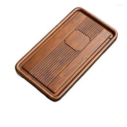 Tea Trays Kongfu Rectangular Tray Cup Dark Wooden Drainage Table Drying Pot Luxury Ceremony Bandeja Household Goods