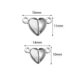 SAUVOO 5 Pcs/Lot Love Heart Shaped Strong Magnetic Clasps Connected Clasps Beads End Clasp Connectors for DIY Jewellery Making