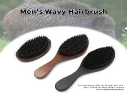 Senior Pure Natural Boar Bristles 360 Wave Hairbrush For Men Face Massage Facial Hair Drying Cleaning Brush Salon Styling Tools5697290