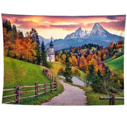 Plant Flower Pink Flower Tapestry Wall Tapestry Park Flowers Mountain Lake Nature Landscape For Living Room Bedroom