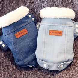 Dog Apparel Autumn And Winter Clothing Thickened Warm Dogcotton Jacket Pet Bixiong VIP Bomei Teddy Denim Cotton