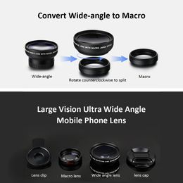Professional 2 IN 1 Lens Universal Clip 37mm Mobile Phone Lens 0.45x 49uv Super Wide-Angle + Macro HD Lens For All Smartphones