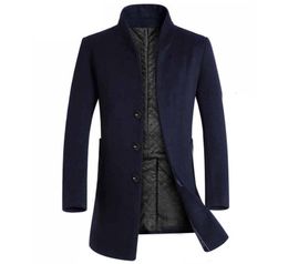 Mens Winter Wool Blends Coats Long Overcoats Warm Thick Solid Wool Mandarin Collar Winter Jackets Male Coats3747823