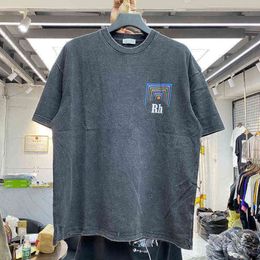 Brand Designer T Shirt rhude tshirt Men Women Vintage Heavy Fabric Rhude Box Perspective Tee Slightly Loose Multicolor Nice Washed T-shirt 35