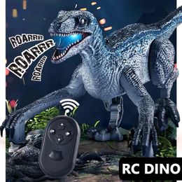 Electric Walking Remote Controlled Spray Dinosaur Robot RC Toys Simulated Walking Swing Remote Control with Light for Kids 240408