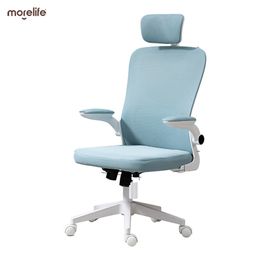 High Back Ergonomic Mesh Office Chair with Adjustable Padded Headrest White Black Bleu Pink Furniture