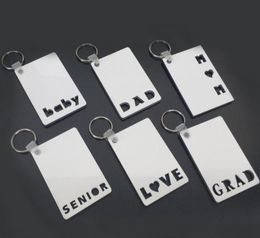Sublimation Keychain LOVE GRAD DAD MOM SENIOR Key Chain Creative DIY Gift Blank MDF Keyrings 20pcs8250157