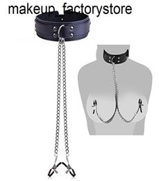 Massage Eather Slave Collar Nipple Clamps Necklace Adult Games Sex Toys For Women Couples Bdsm Bondage Gags Muzzles Accessorie7589410