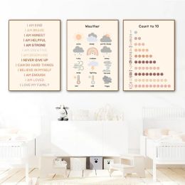 Prints Boho and Kids Toddlers Educational Posters Wall Art Learning Poster Alphabet Wall Pictures for Playroom School Home Decor