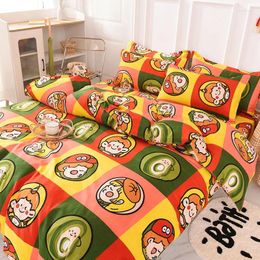 Bedding Sets Korean Net Red Banana Leaf 4PC Set Single Student Dormitory Sheet Quilt Cover Pillowcase 3PC Cute Bedroom