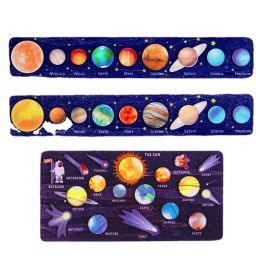 Children Wooden Space Planet Puzzles Montessori Toys Planet Matching Game Jigsaw Tray Universe Solar System Science Learning Toy