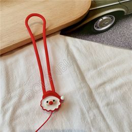 Christmas Silicone Wrist Straps Cellphone Lanyards Cute Charms Strap for Mobile Phone Keys Cord Lanyard Keychain Hanging Rope