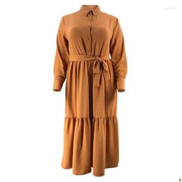 Ethnic Clothing Elegant Women Muslim Islamic Long Sleeve Abaya Kaftan Ruffled Dress Arab Robe Modest Vestidos Spring Clothes Drop Deli Otsfw