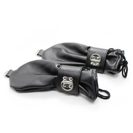 FashionSoft Leather Fist Mitts Gloves with Locks andRings Hand Restraint Mitten Pet Role Play Fetish Costume6246656