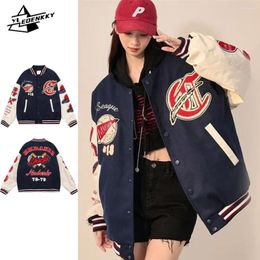 Men's Jackets Hip Hop Baseball Jacket Men Women Vintage PU Leather Flocked Motorcycle Coat Street Hip-hop Baggy Tops Unisex Casual Outerwear