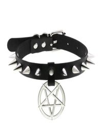 Spike Punk Choker Collar For Girl Goth Pentagram Necklace Emo Neck Strap Cosplay Chocker Gothic Accessories2387877