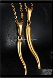 Pendant Necklaces Italian Horn Necklace Stainless Steel For Women Men Gold Colour 50Cm Nxdar Fb2Ti3611158