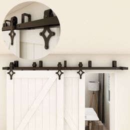 CCJH Bypass Barn Door Slides Hardware Kit Sliding Door Hanging Rail System R Shaped Roller Track for Double Door Save Space