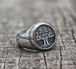 316L Stainless Steel Tree of Life Signet Ring Classic Men Fashion Viking Amulet Rings Nordic Jewelry5814805