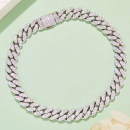 Hot-selling Luxury 6mm Wide Cuban Chain with S925 Silver Inlaid with Moissanite Diamond White Dvvs Stones in a Round Shape