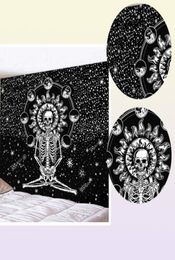 CAMMITEVER Skull Yoga Tapestry Travel Sleeping Pad Polyester Fabric Skeleton Printed Wall Hanging Tapestry 2106092593900