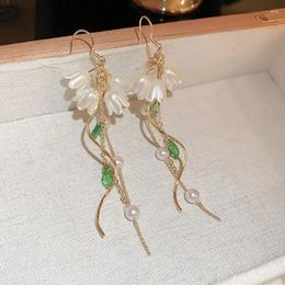 Dangle Earrings Personality Light Plastic Morning Glory Leaf Tassel Drop For Women Elegant Flower Pearl Long Ear Jewellery