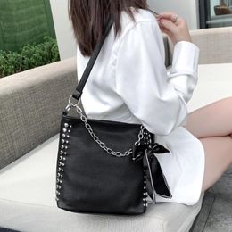 Shoulder Bags For Women 2024 Autumn Winter Bucket Bag PU Leather Female Crossbody High Quality Large Capacity With Chain