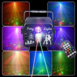 LED Party Light DJ Disco Ball Light RGB Projector Laser Lamp Sound Activated Stage Light Remote Control Strobe Lamp for Bar KTV