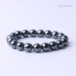 Decorative Figurines 1Pc Natural Black Hematite Round Bead Elastic Bracelet Ore Demagnetization Fashion Jewellery