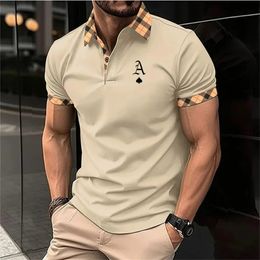 Summer Golf Sports Shirt Men Casual POLO Tshirt Fashionable Minimalist Letter Printed Flip Collar Breathable Short Sleeve Top 240403