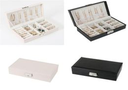 PU Leather Jewelry Box Organizer Storage Boxes Travel Case Earrings Rings Necklaces Storage Box1364194