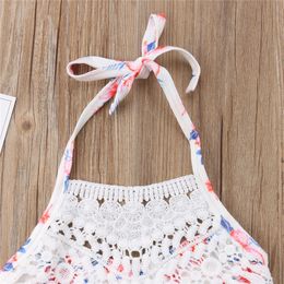 1-5years Baby Girls 2pcs Bikini Set Lace Halter Neck Sling Tops + Shorts Floral Print Bathing Suit For Girls