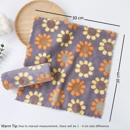 5pcs Square Towel Soft Absorbent Hand Towels Small Household Printed Floral Bathroom Towel Kitchen Rag Table Dishcloth