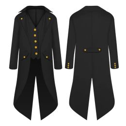 Classic Mediaeval Men And Kids Costume Jacquard Stand Collar Larp Viking Cosplay Jacket Coat Victorian Renaissance Style Clothing