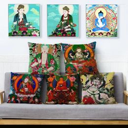 Pillow Religious Buddhism Buddha Statue Print Throw Cover 45 45cm Covers Linen Pillows Cases Sofa Home Decor Pillowcase