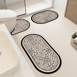 Bath Mats U-shaped Non-slip Toilet Floor Absorbent Pattern Mat Bathroom Carpet Livingroom Shower