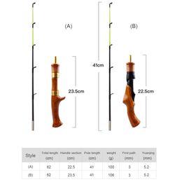 Ice Fishing Rod Fishing Pole Winter Fish Tackle Outdoor Wooden Handle River Shrimp Carp Portable Easy Fishing Carrying
