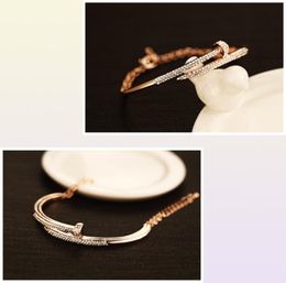 Punk Women Bracelet Bangles 18K Gold Plated Chain Super Flash Zircon Charms Cuff Bracelet Fashion Jewelry1135905