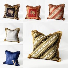 Pillow Vintage Velvet Tassel Throw Cover Leopard Style Couch Sofa Case For Car El Living Room Bedroom
