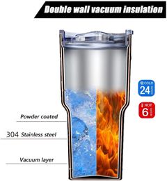 30 Oz Insulated Tumbler With Straw & Cleaner - Retains Temperature Up to 24hrs ,Double Wall Vacuum Technology