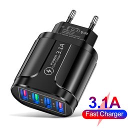 Quick Charge 3.1 4 USB EU US Plug Charger for Phone Adapter for iPhone 12 Pro Max Tablet Portable Wall Mobile Charger