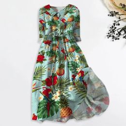 Casual Dresses Women Lapel Dress Bohemian Style Printed Midi With Lace-up Belt Turn-down Collar For Dating Vacation Outfits