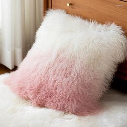 Pillow CX-D-57B Tip Dye Mongolian Lamb Fur Cover Sheep Chair Seat